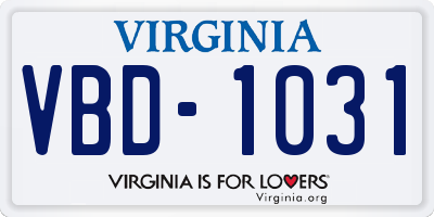 VA license plate VBD1031