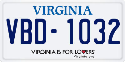 VA license plate VBD1032