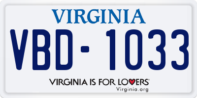 VA license plate VBD1033