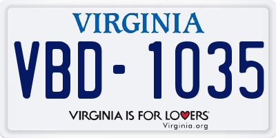 VA license plate VBD1035