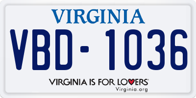 VA license plate VBD1036