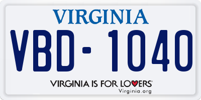 VA license plate VBD1040