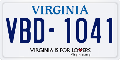 VA license plate VBD1041