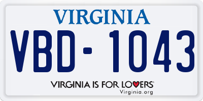 VA license plate VBD1043