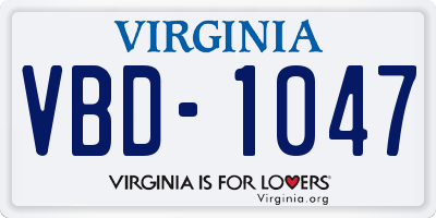 VA license plate VBD1047