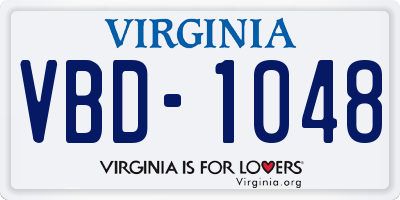 VA license plate VBD1048