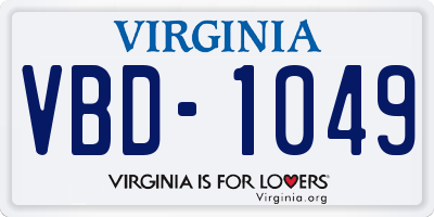 VA license plate VBD1049