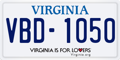 VA license plate VBD1050