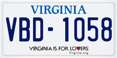 VA license plate VBD1058