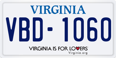 VA license plate VBD1060
