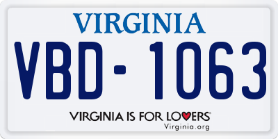 VA license plate VBD1063