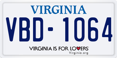 VA license plate VBD1064