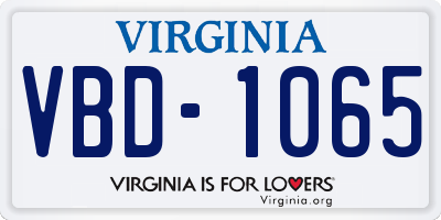 VA license plate VBD1065