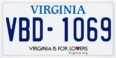 VA license plate VBD1069