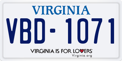VA license plate VBD1071