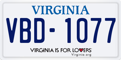VA license plate VBD1077