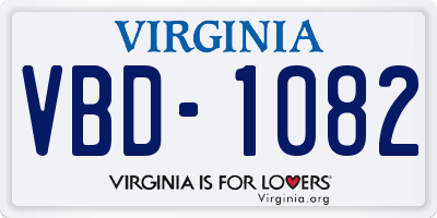 VA license plate VBD1082