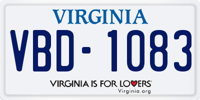 VA license plate VBD1083