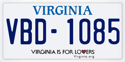 VA license plate VBD1085