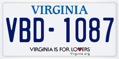 VA license plate VBD1087