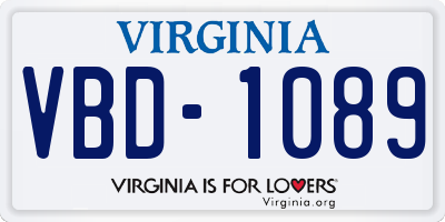 VA license plate VBD1089