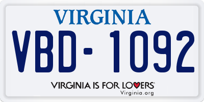 VA license plate VBD1092
