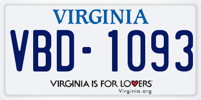 VA license plate VBD1093
