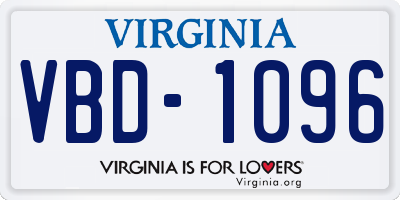VA license plate VBD1096