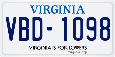 VA license plate VBD1098