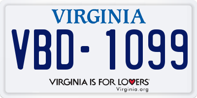 VA license plate VBD1099
