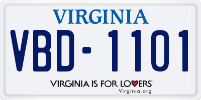 VA license plate VBD1101