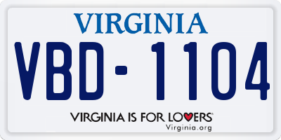 VA license plate VBD1104
