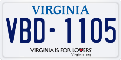 VA license plate VBD1105