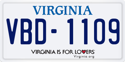 VA license plate VBD1109