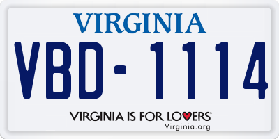 VA license plate VBD1114