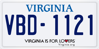 VA license plate VBD1121