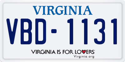VA license plate VBD1131