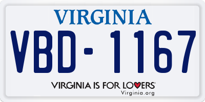 VA license plate VBD1167