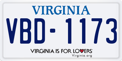 VA license plate VBD1173
