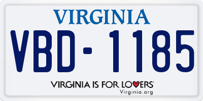 VA license plate VBD1185