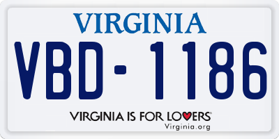 VA license plate VBD1186