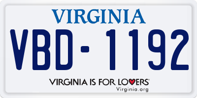 VA license plate VBD1192
