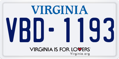 VA license plate VBD1193