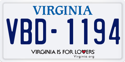 VA license plate VBD1194