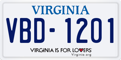 VA license plate VBD1201