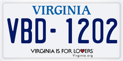 VA license plate VBD1202