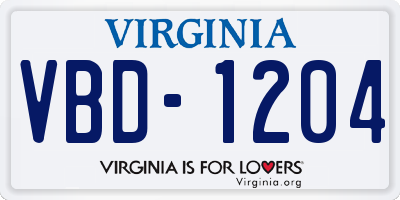VA license plate VBD1204