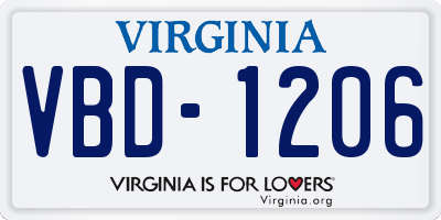 VA license plate VBD1206