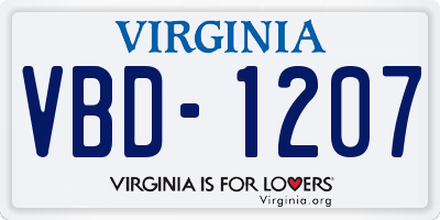VA license plate VBD1207
