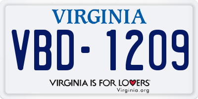 VA license plate VBD1209